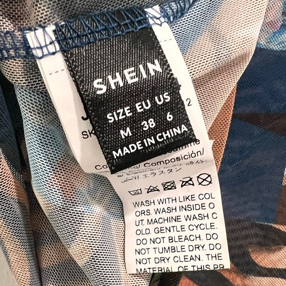 SHEIN Mixed Print Sheer Long Sleeve Top Size Medium - Picture 2 of 6